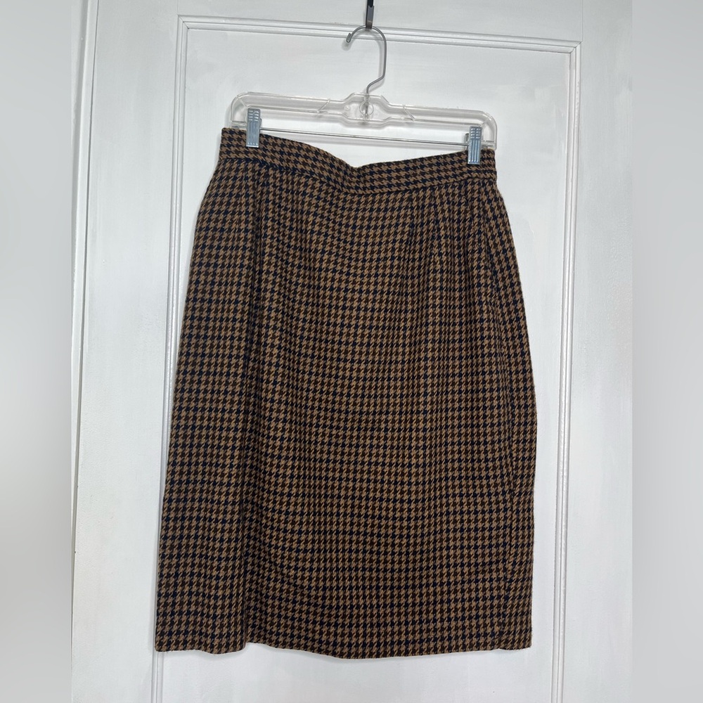 VTG Norton McNaughton Brown and Black Houndstooth Pencil Skirt